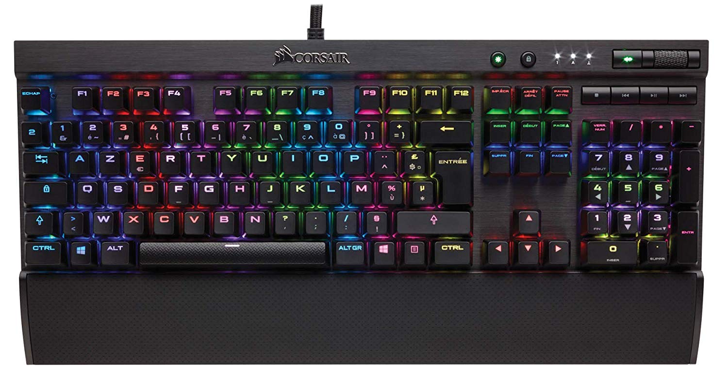 Corsair K70 LUX RGB Clavier Mécanique Gaming (Cherry MX Red: Lisse et rapide, Rétro-Éclairage RGB Multicolore, AZERTY FR Layout) - Noir