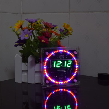 Geekcreit® Upgrade DIY EC1515B DS1302 Light Control Rotation LED Electronic Clock Kit Size 81x81x2mm