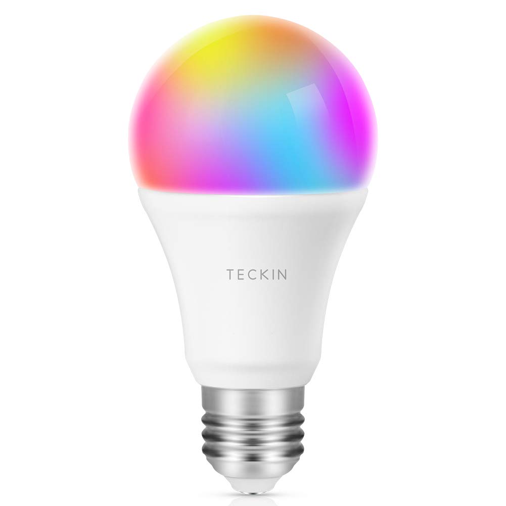 Ampoule LED Intelligente WiFi E27 à intensité variable et multicolore, Compatible avec, Google Home et IFTTT,TECKIN RGB Ampoule A19 60W 7,5W,Pas de Hub requis,1 pack