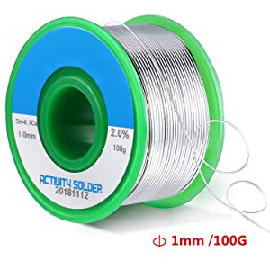 Fil de soudure, Gifort 1.0mm fil à souder sans plomb pour de soudure Sn 97.3% Ag 0.3% Cu 0.7% avec Colophane Base pour Soudure Électrique, 100g