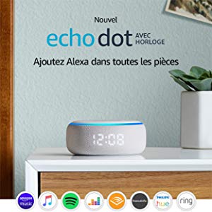 Nouvel Echo Dot (3ème génération), Enceinte connectée avec horloge et Alexa, Tissu sable