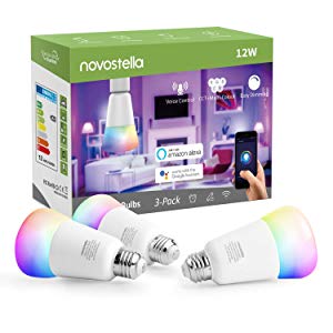 Novostella 12W 1150LM, 3PCS Ampoule Connectée WiFi, E27 LED RGBCW 2700K-6500K Dimmable, Compatible avec Alexa Echo Dot, Google Home IFTTT, Lampe d'ambiance Couleur Intelligente, Équivalent 100W