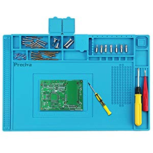 Preciva 450 * 300mm Tapis à Souder Anti-Statique en Silicone avec Magnétique Section Coupe vis Encoches, Tapis de Réparation, Station de Réparation de Soudure, Plate-Forme de Maintenance