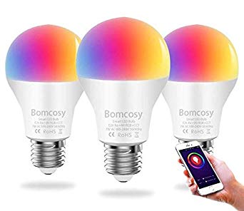 Smart Ampoule WIFI E27 Lampe Intelligente RGBCW A60 7W Multicolore Dimmable Télécommande Contrôle à Distance via APP Gratuit (IOS et Android) Alexa et Google Home Pas Besoin de Hub 3 Unité