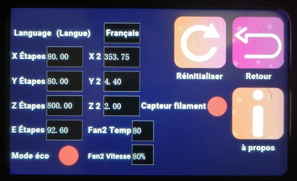 Step/mm sur l'imprimante